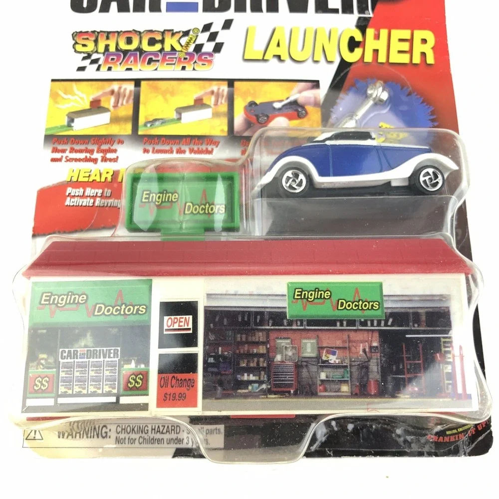 Road Champs Car and Driver Shock Racers Launcher Hot Rod Die Cast Car 1/64 Scale